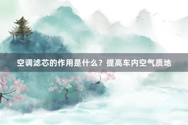 空调滤芯的作用是什么？提高车内空气质地